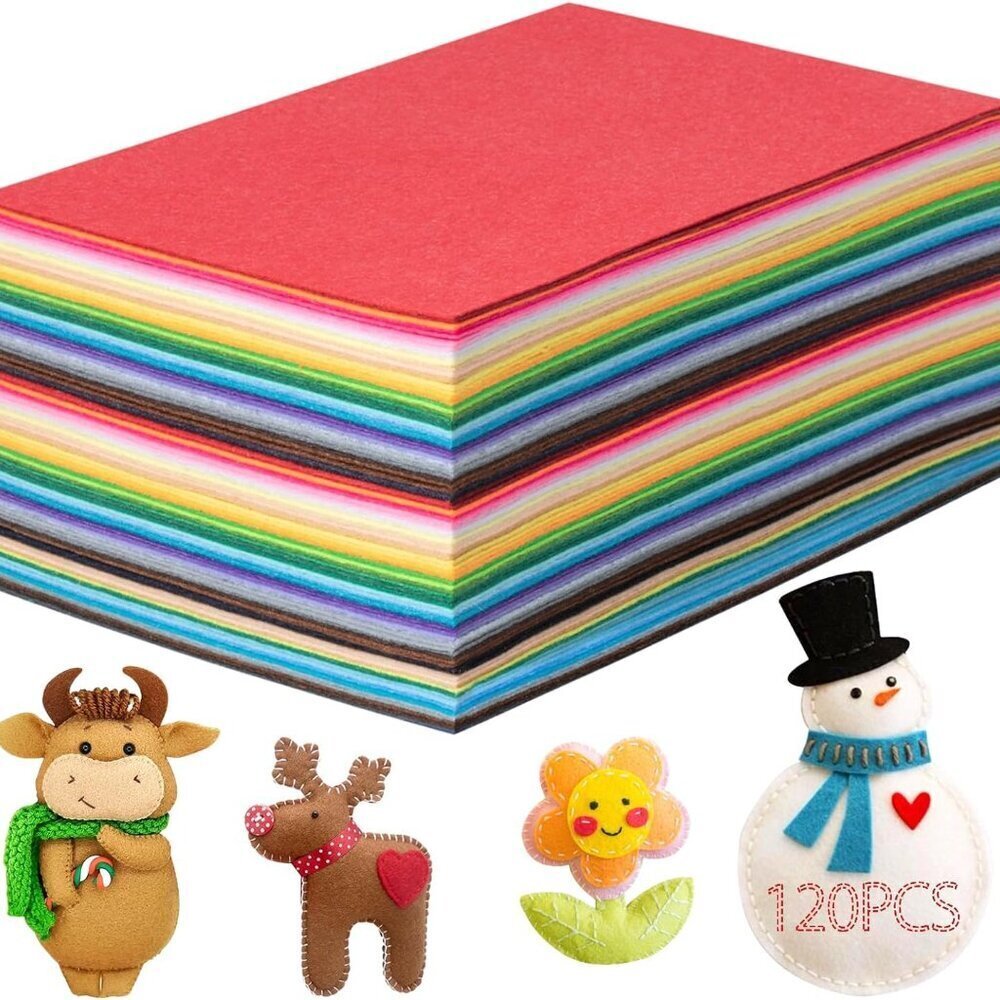120 Pcs Felt Fabric Sheets, 8x12 Inch DIY Felt Sheets, 1mm Thick Non-Woven